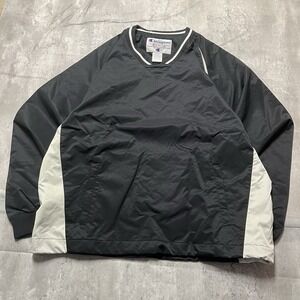 VTG Champion Windbreaker Black White 90s Y2k Pullover Kangaroo pocket